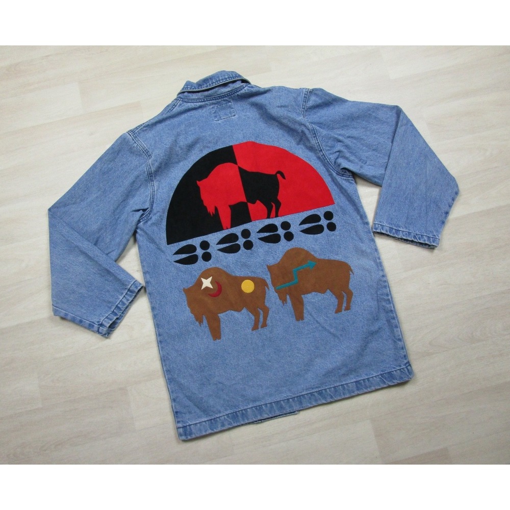 Vintage 90s Sundance x Moxie Denim Chore Coat Women's (M) Buffalo Santa Fe USA - Picture 14 of 16